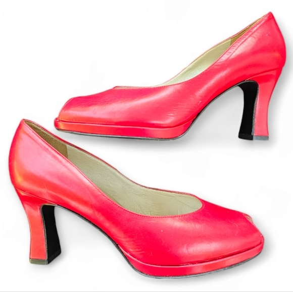 Peter Kaiser Shoes - Peter Kaiser Vintage Leather Peep Toe Heels.